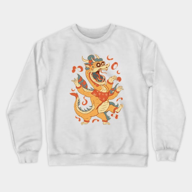 Dragon Dance Delight, Chinese Cartoon Style Crewneck Sweatshirt by SimpliPrinter